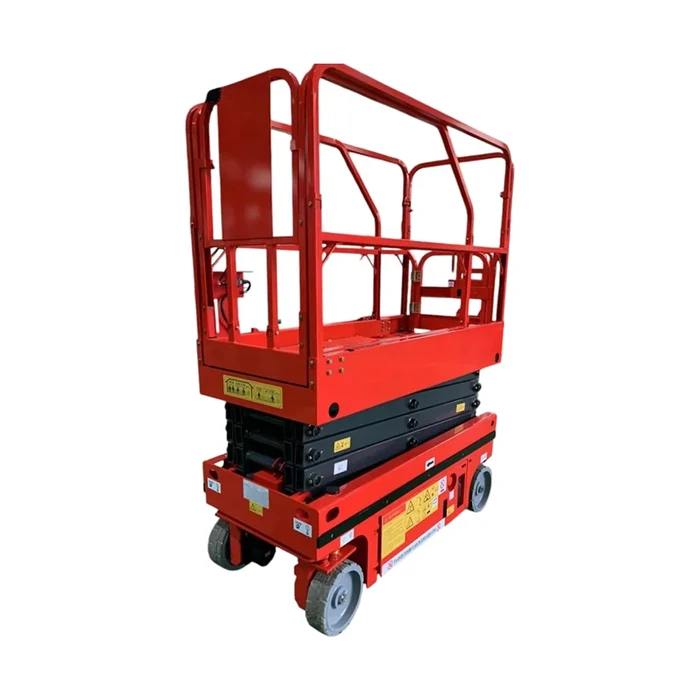 Self Propelled Scissor Lift 6 Mtr — Hydraulic Scissor Lift manufactured by Rudra Equipment, Ahmedabad
